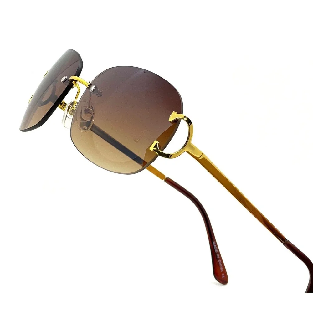 Art Nouveau Luxury 90s Rimless Oval Sunglasses Lightweight Elegant Sophisticated